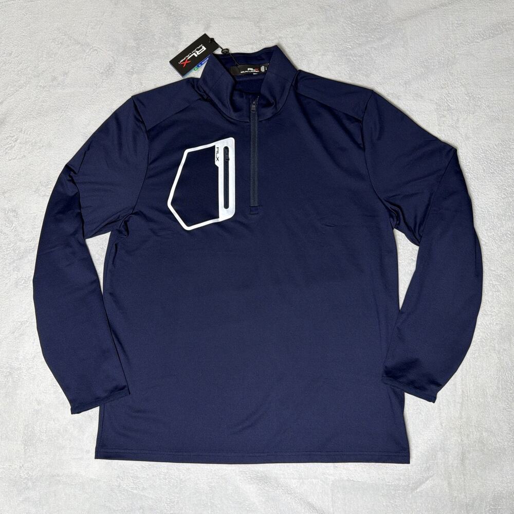 NWT $148 Navy Ralph Lauren RLX Golf Moisture Wicking Quarter Zip - Size L